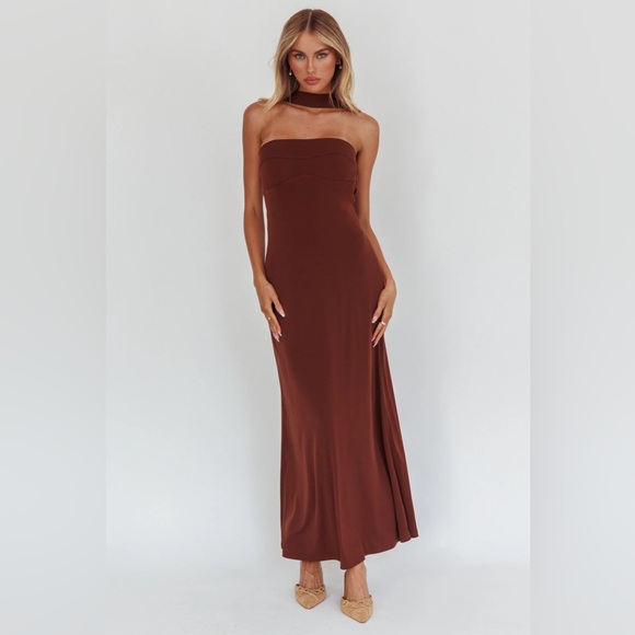 knee length dresses for ladies Damsel Reverse Halter Maxi Dress Baby Blue main image 1